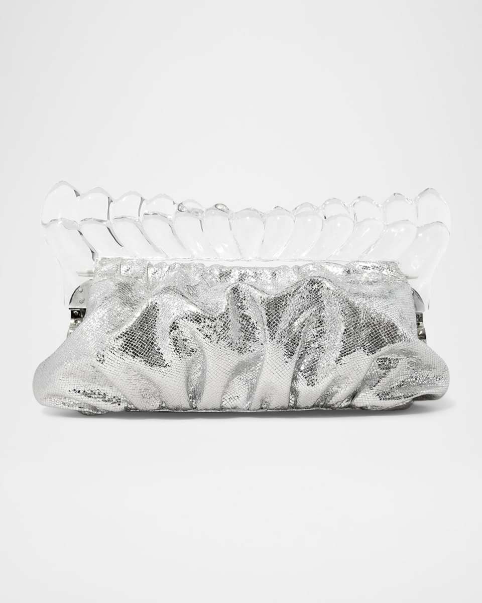 The Pouf Metallic Leather Clutch Bag
